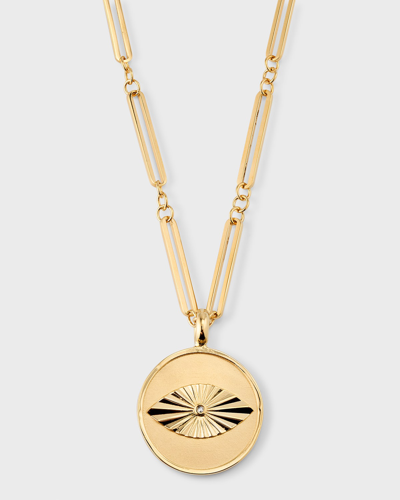 Shop Jennifer Zeuner Levi Evil Eye Charm Necklace In Yellow