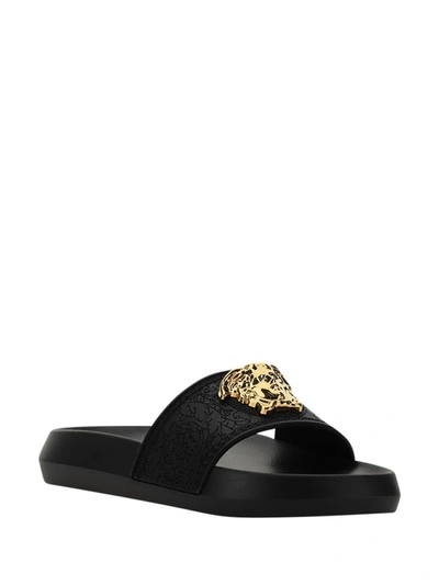 Shop Versace Sandals In Nero-oro