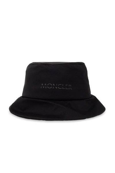 Shop Moncler Logo Printed Bucket Hat In Black