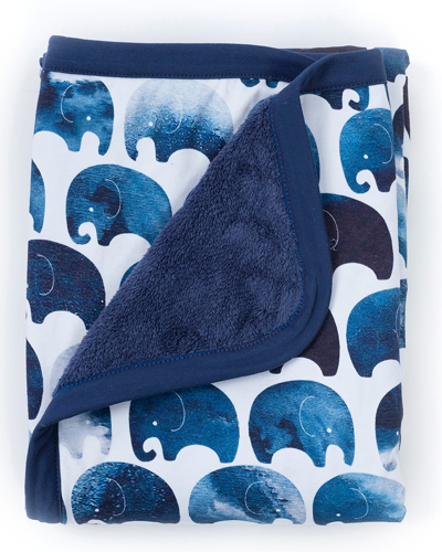 Shop Oilo Studio Elephant Jersey Cuddle Blanket In Indigo