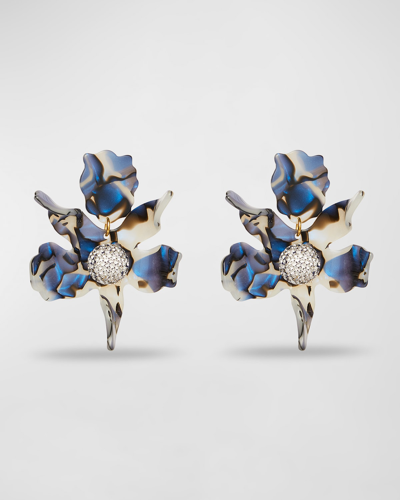 Shop Lele Sadoughi Crystal Lily Earrings In Pacific Abalone