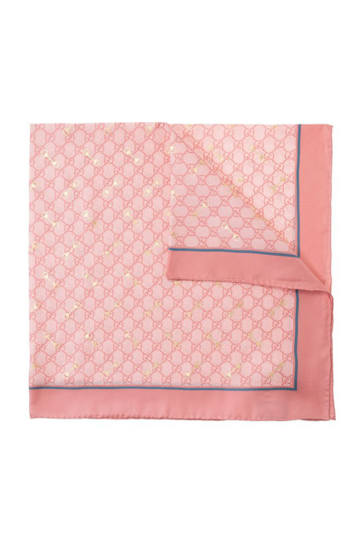 Shop Gucci Gg Printed Horsebit Scarf In Pink