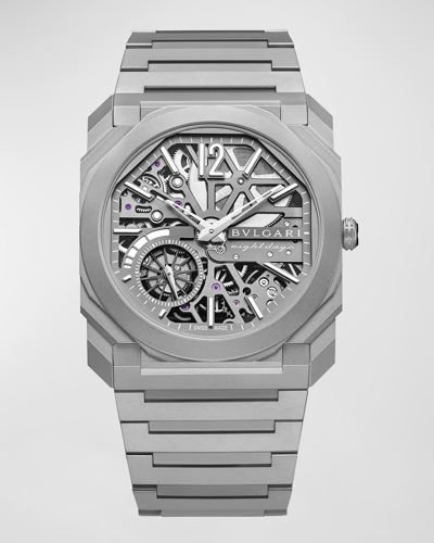 Shop Bvlgari Octo Finissimo Titanium Skeleton Watch, 40mm