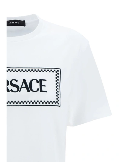 Shop Versace T-shirts In Bianco+nero