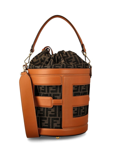 Shop Fendi Step Out Medium Bucket Bag In Brown