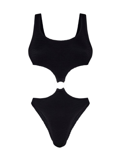 Shop Reina Olga Augusta Crinkle Sleeveless Swimsuit In Black