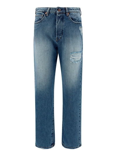 Shop 3x1 Distressed High Waist Cropped Jeans In Blue