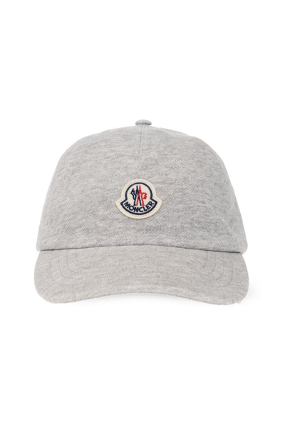 Shop Moncler Logo Patch Baseball Cap In Grey