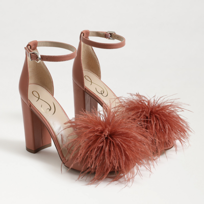 Shop Sam Edelman Yaro Feather Heel Sandal Sienna Rose In Pink