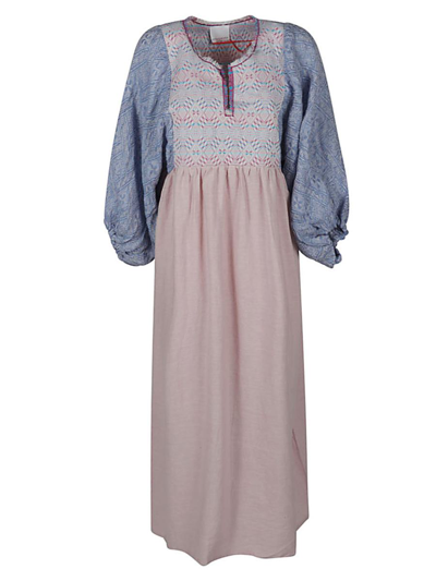 Shop Ninaleuca Linen Long Dress In Pink
