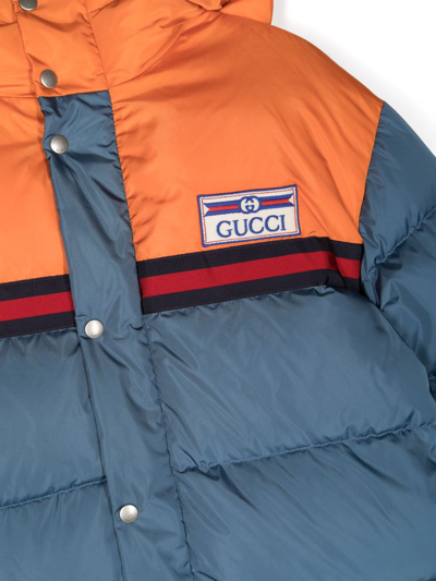 Shop Gucci Logo-patch Padded Jacket In Blue