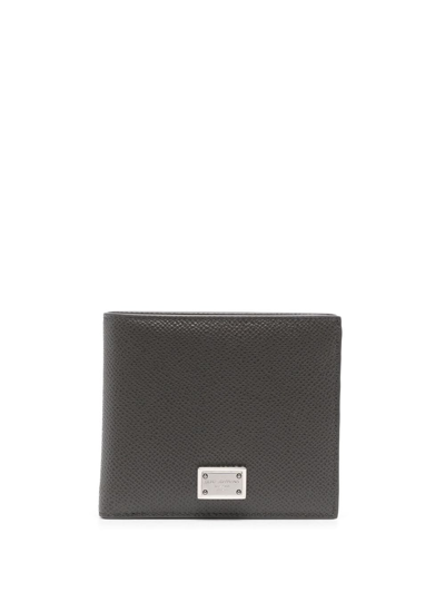 Shop Dolce & Gabbana Bi-fold Leather Wallet In Grey