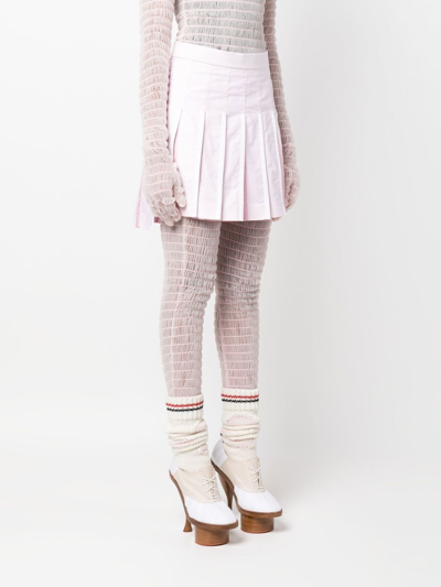 Shop Thom Browne Pleated Cotton Miniskirt In Pink