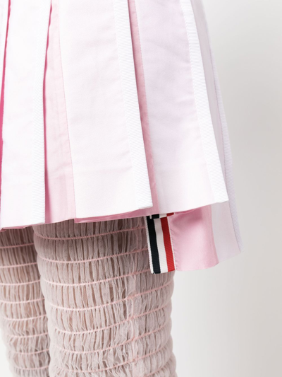 Shop Thom Browne Pleated Cotton Miniskirt In Pink