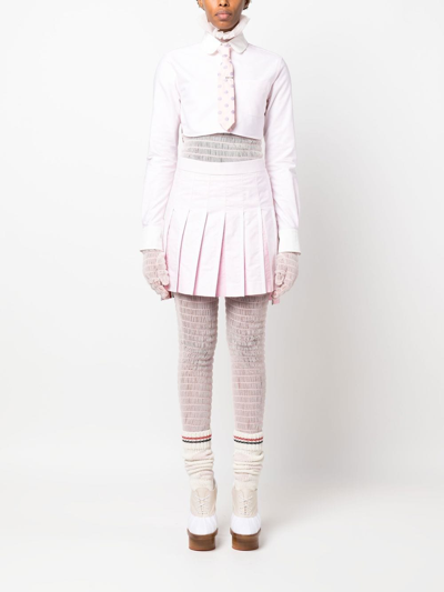 Shop Thom Browne Round-collar Cropped Shirt In Pink