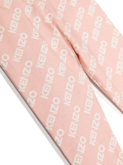 Shop Kenzo Logo-print Stretch-cotton Leggings In Pink