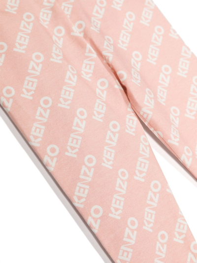 Kenzo Logo-print Stretch-cotton Leggings In Pink