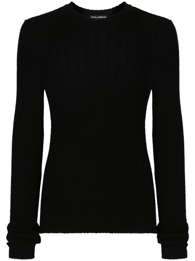 Shop Dolce & Gabbana Crew-neck Ribbed Jumper In Black