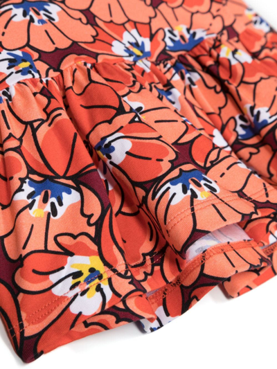 Shop Kenzo Floral-print Long-sleeved Top In Orange