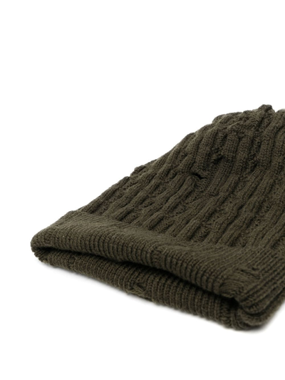 Shop Roberto Cavalli Distressed-effect Beanie In Green