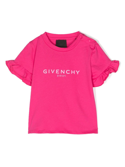 Shop Givenchy Logo-print Cotton T-shirt In Pink