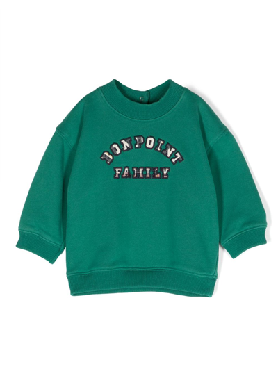 Shop Bonpoint Logo-embroidered Knitted Sweatshirt In Green