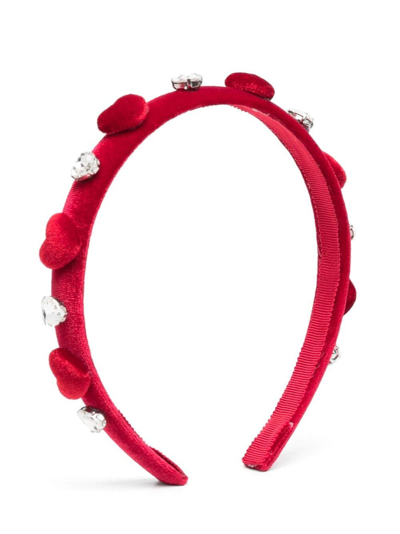 Shop Monnalisa Heart-motif Headband In Red