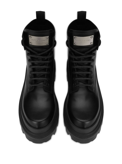 Dolce & Gabbana Studded Calfskin Hi-trekking Ankle Boots In 80999