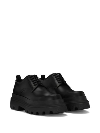Shop Dolce & Gabbana Platform Leather Derby Shoes In 80999