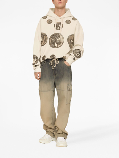 Shop Dolce & Gabbana Graphic-print Long-sleeved Hoodie In Neutrals