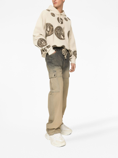 Shop Dolce & Gabbana Graphic-print Long-sleeved Hoodie In Neutrals