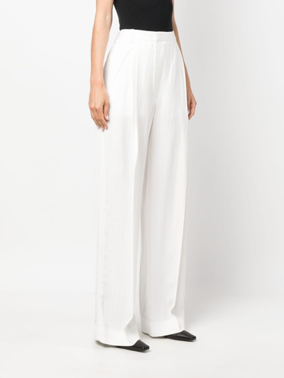 Shop Victoria Beckham High-waisted Wide-leg Trousers In White