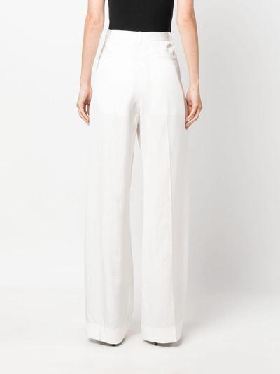 Shop Victoria Beckham High-waisted Wide-leg Trousers In White