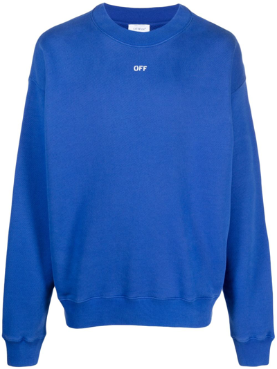 Shop Off-white Off Stamp-print Crew-neck Sweatshirt In Blue