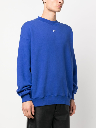 Shop Off-white Off Stamp-print Crew-neck Sweatshirt In Blue
