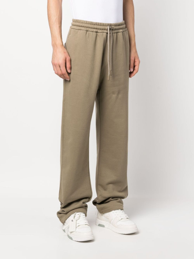 Shop Off-white Logo-embroidered Cotton Track Pants In Neutrals