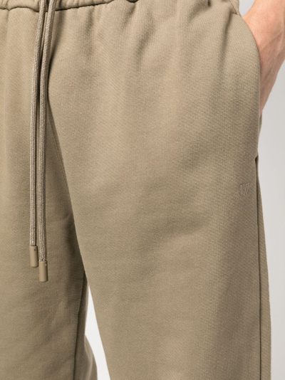 Shop Off-white Logo-embroidered Cotton Track Pants In Neutrals