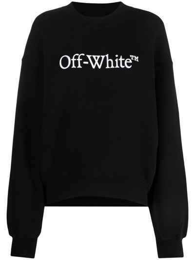 Shop Off-white Bookish Logo-print Cotton Sweatshirt In Black