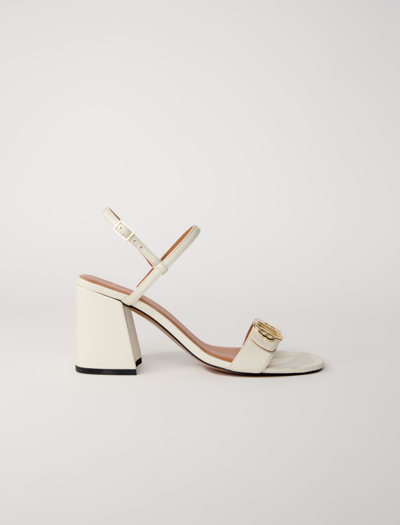 Shop Maje Leather Sandals For Fall/winter In Ecru
