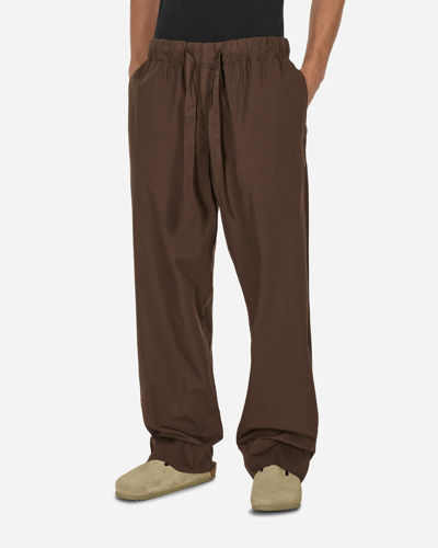 Shop Tekla Poplin Pyjamas Pants Coffee In Brown