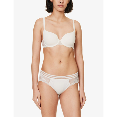 Shop Passionata Rodeo Underwired Woven T-shirt Bra In Pearl