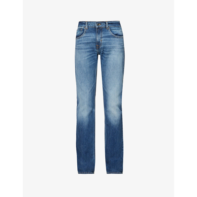 Shop 7 For All Mankind Mens Mid Blue The Straight Ramble Straight-leg Regular-fit Stretch-denim Jeans