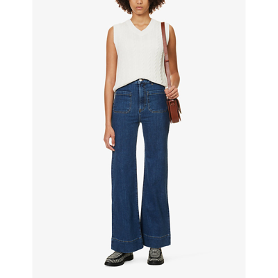 Shop Jeanerica Women's Vintage 95 St Monica Flared High-rise Organic Denim-blend Jeans In Blue
