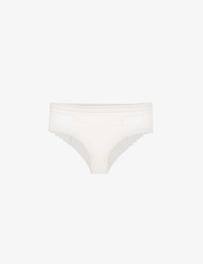 Shop Passionata Rodeo Mid-rise Stretch-lace Briefs In Pearl