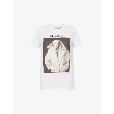 Shop Max Mara Women's White Valido Graphic-print Cotton-jersey T-shirt