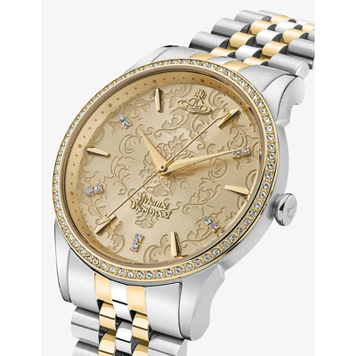 Vivienne Westwood Watches Womens Champange Vv208cpsg The Wallace Stainless-steel And Swarovski Cryst In Champange
