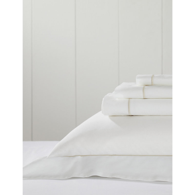 Shop The White Company White/natural Contrast-border Standard Cotton Pillowcase 50cm X 75cm