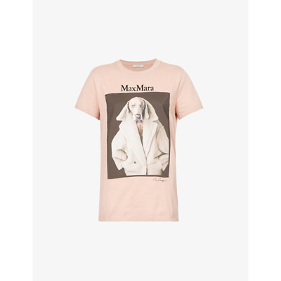 Shop Max Mara Women's Pink Valido Graphic-print Cotton-jersey T-shirt