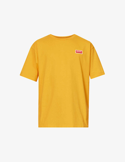 Shop Kenzo Mens Golden Yellow Paris Graphic-print Cotton-jersey T-shirt