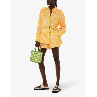 Shop Whistles Women's Multi-coloured Sunshine Stripe Linen And Cotton-blend Shorts